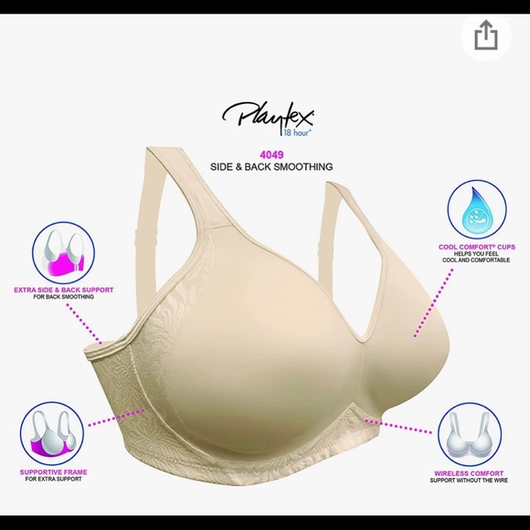 Playtex Women's Plus Size 18 Hour Seamless Smoothing Full Coverage Bra 38D Nude - Picture 5 of 8